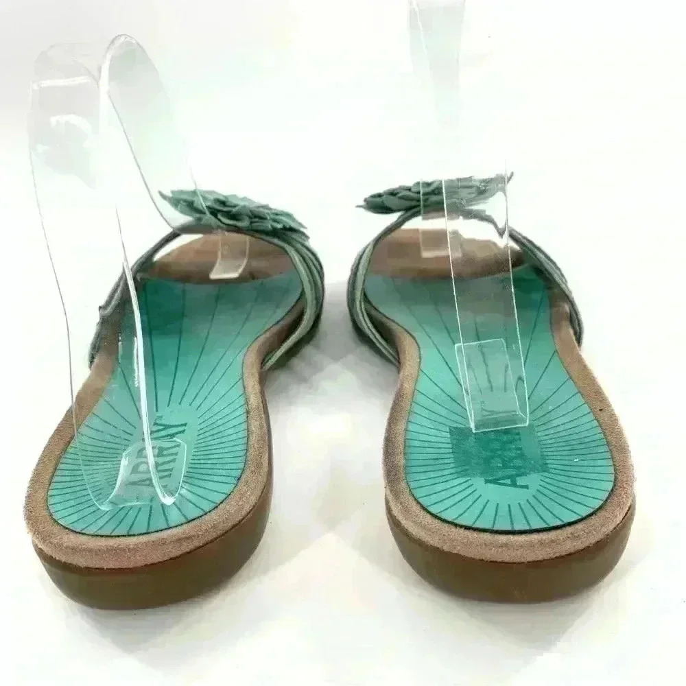 Array womens sandals size 6.5 blue leather floral resort costal - Picture 4 of 10